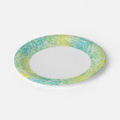 フローラヴィンテージの黄色と青のグラデーション ペーパープレート (アングル)