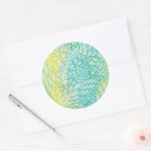 フローラヴィンテージの黄色と青のグラデーション ラウンドシール (封筒)