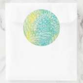 フローラヴィンテージの黄色と青のグラデーション ラウンドシール (バッグ)