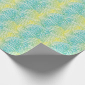 フローラヴィンテージの黄色と青のグラデーション ラッピングペーパー (角)