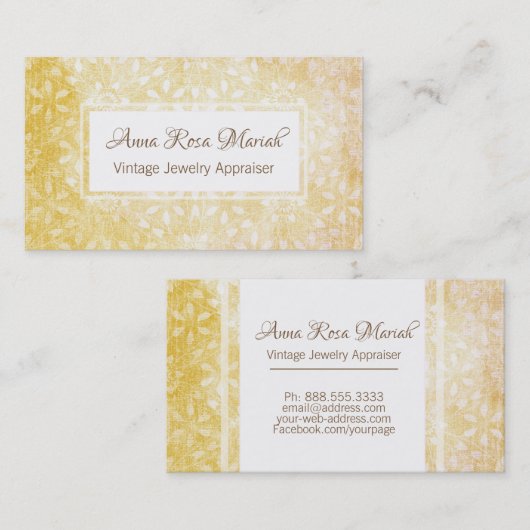 *~*フローラヴィンテージはちみつ金ゴールド+黄色い花 名刺 (正面/裏面)