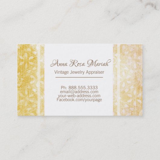 *~*フローラヴィンテージはちみつ金ゴールド+黄色い花 名刺 (裏面)