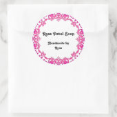 フローラヴィンテージアートハンドメイド石鹸ラベルピンク ラウンドシール (バッグ)