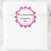 フローラヴィンテージアートハンドメイド石鹸ラベルピンク ラウンドシール (バッグ)