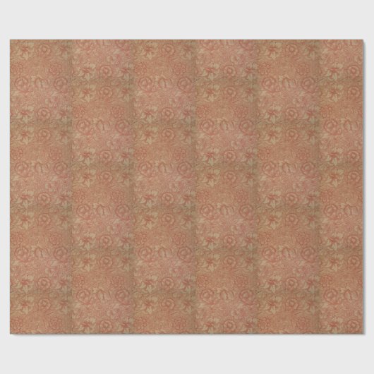フローラヴィンテージウィリアムモリスピンクとポピーラップ ラッピングペーパー (フラット)