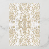 フローラヴィンテージエレガントトープn金ゴールドブライダルシャワー 箔招待状 (裏面)