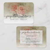 フローラヴィンテージエレガントピンクロセスセージフリージ  名刺 (正面/裏面)