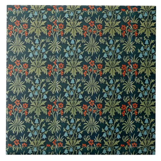 フローラヴィンテージカーネーションブルーベルジョン・ヘンリー・デアル タイル (正面)