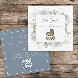フローラヴィンテージキャリッジQRコードギフトレジストリかわいい 招待状
