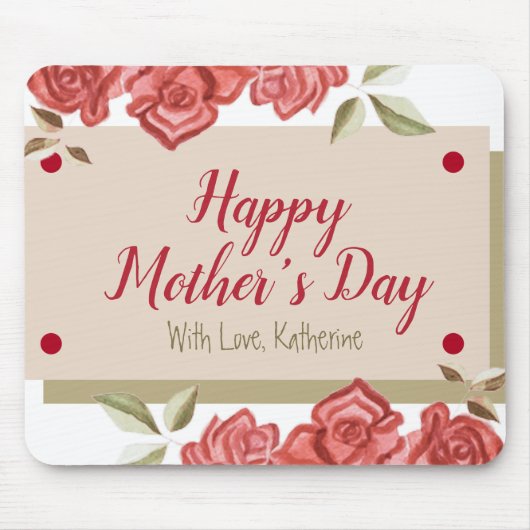 フローラヴィンテージクラスハッピーマザーズ日バラグリーン マウスパッド (正面)