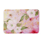フローラヴィンテージシックなピンク金ゴールド水色スクリプト バスマット (正面)