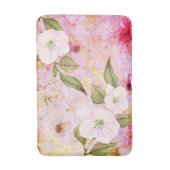 フローラヴィンテージシックなピンク金ゴールド水色スクリプト バスマット (正面縦)