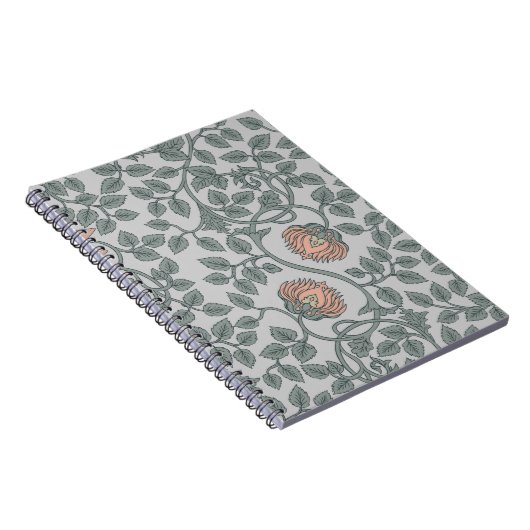 フローラヴィンテージシームレスパターン、レトロな壁紙 ノートブック (右側)