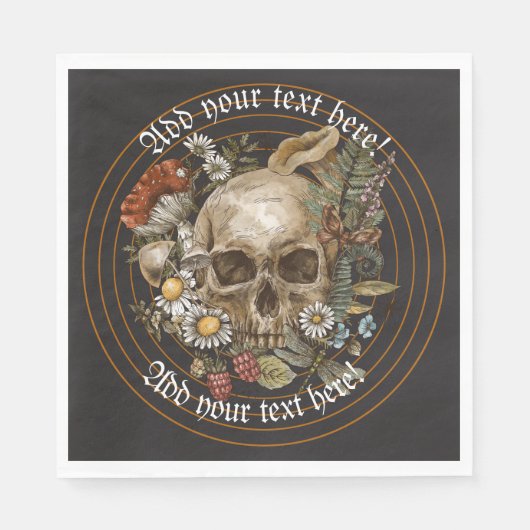 フローラヴィンテージスカルイン金ゴールドスストライプクルナプキン スタンダードランチョンナプキン (正面)