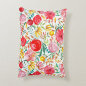 フローラヴィンテージスタイル花と牧草草 アクセントクッション (裏面(縦))