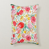 フローラヴィンテージスタイル花と牧草草 アクセントクッション (正面(垂直))