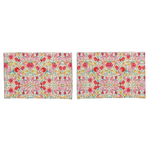 フローラヴィンテージスタイル花と牧草草 枕カバー (フロントセット)