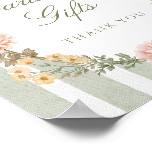 フローラヴィンテージセージ緑のカードとギフト ポスター (角)