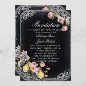 フローラヴィンテージタイポグラフィ結婚シャルボード 招待状 (正面/裏面)