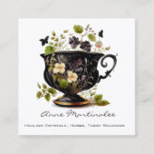 フローラヴィンテージティーカップスクエアビジネスカード スクエア名刺 (正面)