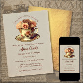 フローラヴィンテージティーブライダルシャワー金ゴールドバーダル 招待状