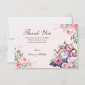 フローラヴィンテージティーポ生まれたばかりのット写真ベビーシャワー サンキューカード (正面)