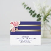 フローラヴィンテージネイビーホワイトと金ゴールド保存日付 案内ポストカード (スタンド正面)