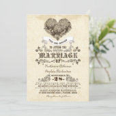 フローラヴィンテージハート結婚式招待状 招待状 (スタンド正面)