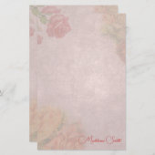 フローラヴィンテージバラ名前をカスタムする 便箋 (正面/裏面)