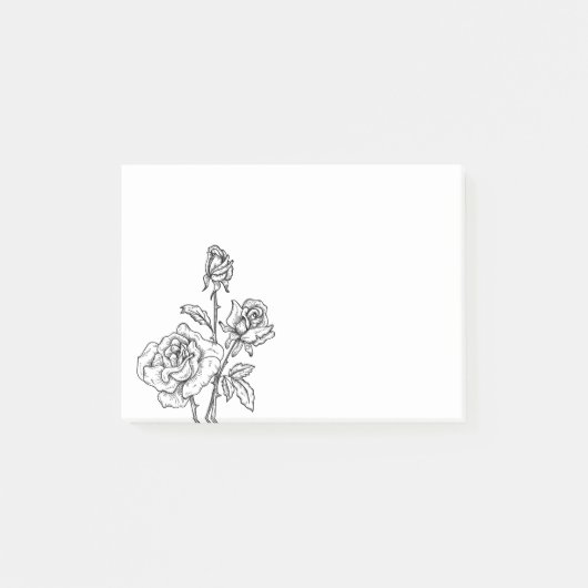 フローラヴィンテージバラ花バラ花黒 ポストイット (正面)