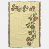 フローラヴィンテージパターン織ブランケットボホ スローブランケット (正面縦)