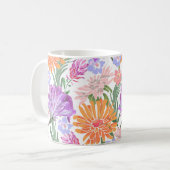 フローラヴィンテージパターン、カラフル花。 コーヒーマグカップ (正面左)
