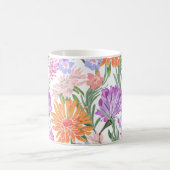 フローラヴィンテージパターン、カラフル花。 コーヒーマグカップ (中央)