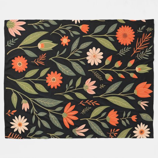 フローラヴィンテージビューティフルトレンディーコレクション フリースブランケット (正面(横))