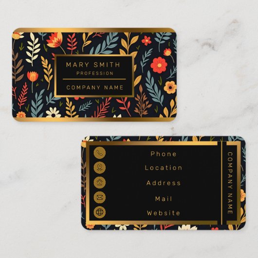 フローラヴィンテージビューティフル人気があるコレクション 名刺 (正面/裏面)