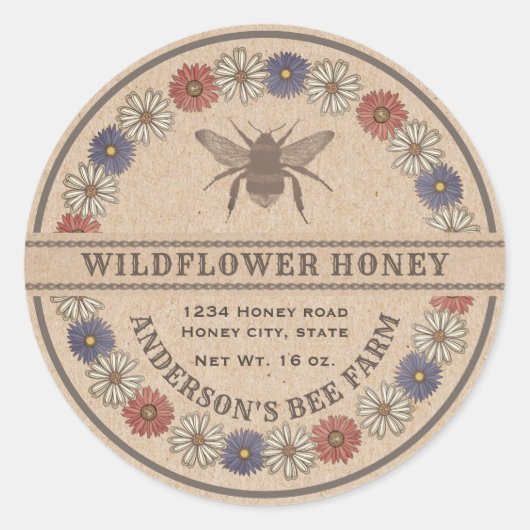 フローラヴィンテージビークラフトハニージャレーベル ラウンドシール (正面)