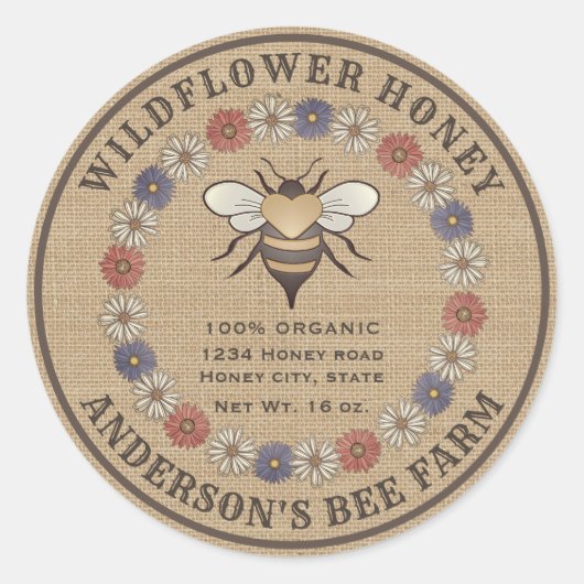 フローラヴィンテージビーリーネンハニージャレーベル ラウンドシール (正面)