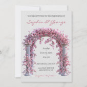 フローラヴィンテージピンクソフトグレー結婚式招待状 招待状 (正面)