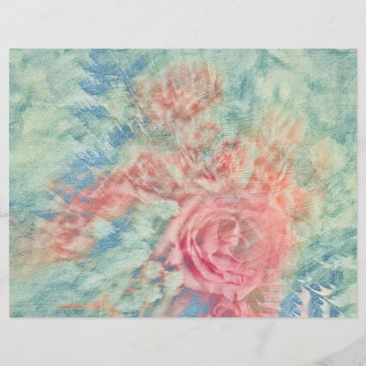 フローラヴィンテージピンクティール(緑がかった色)ブルーテクスチャ (裏面)