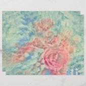 フローラヴィンテージピンクティール(緑がかった色)ブルーテクスチャ (正面/裏面)