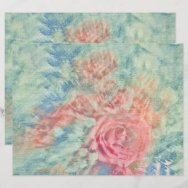 フローラヴィンテージピンクティール（緑がかった色）ブルーテクスチャ