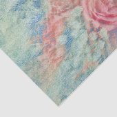 フローラヴィンテージピンクティール（緑がかった色）ブルーテクスチャ 薄葉紙 (詳細)