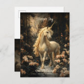 フローラヴィンテージフォレストユニコーンフェアリーランドキャッスル ポストカード (正面/裏面)