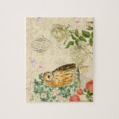 フローラヴィンテージフクロウパズルと美しいバラ ジグソーパズル (縦)