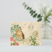 フローラヴィンテージフクロウ葉書(美しいバラ) ポストカード (スタンド正面)