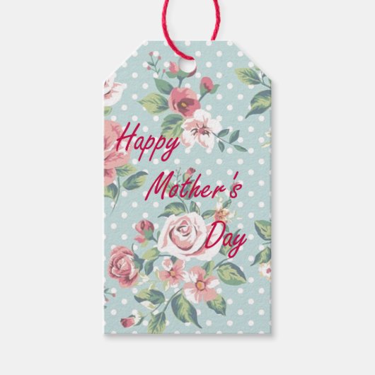 フローラヴィンテージプリント- Happy Mother's Day ギフトタグ (正面)
