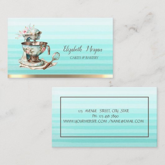 フローラヴィンテージベーカリーミキサグラデーションー 名刺 (正面/裏面)