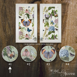 フローラヴィンテージボタニカルバタフライコテージセージ1 セラミックノブ