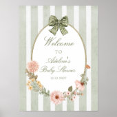 フローラヴィンテージボホセージグリーンベイビーシャワーウェルカム ポスター (正面)