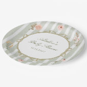 フローラヴィンテージボホセージグリーン ペーパープレート (アングル)